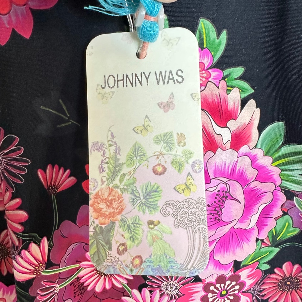 Johnny Was Blum Ruched One Piece Swimsuit Floral Black Pink CSW5824-N Mens XS - Picture 6 of 9